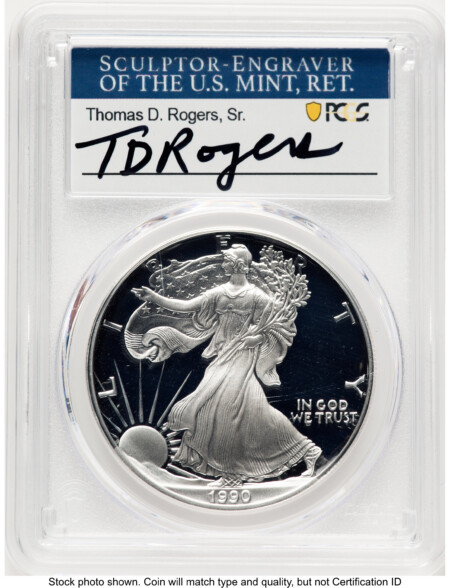 1990-S Proof Silver Eagle 1 oz TD Rogers 70 PCGS