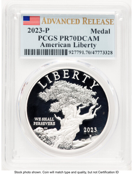 2023-P Silver American Liberty High Relief Medal AR Flag 70 PCGS
