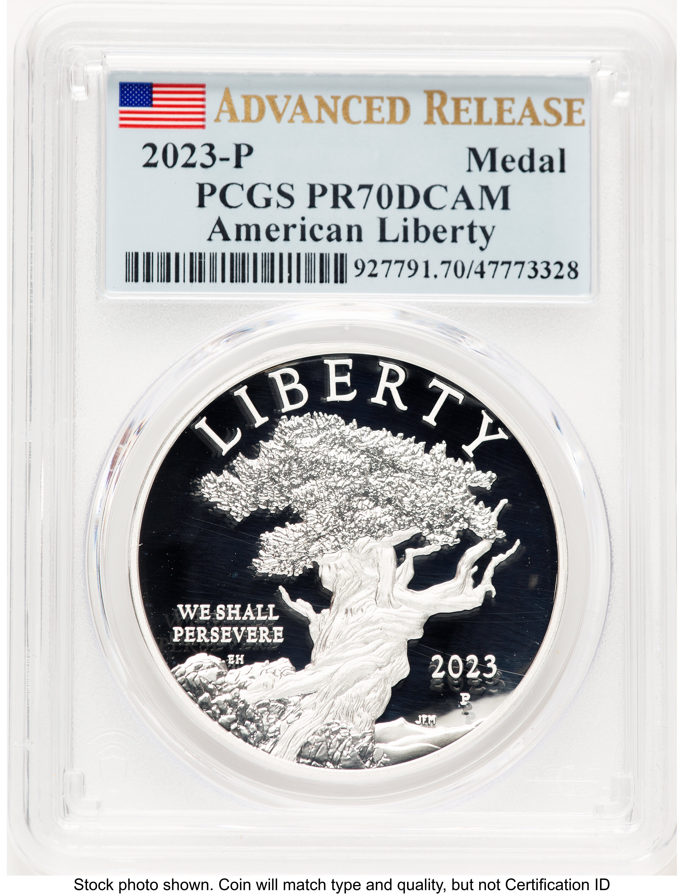 2023-P Silver American Liberty High Relief Medal AR Flag 70 PCGS