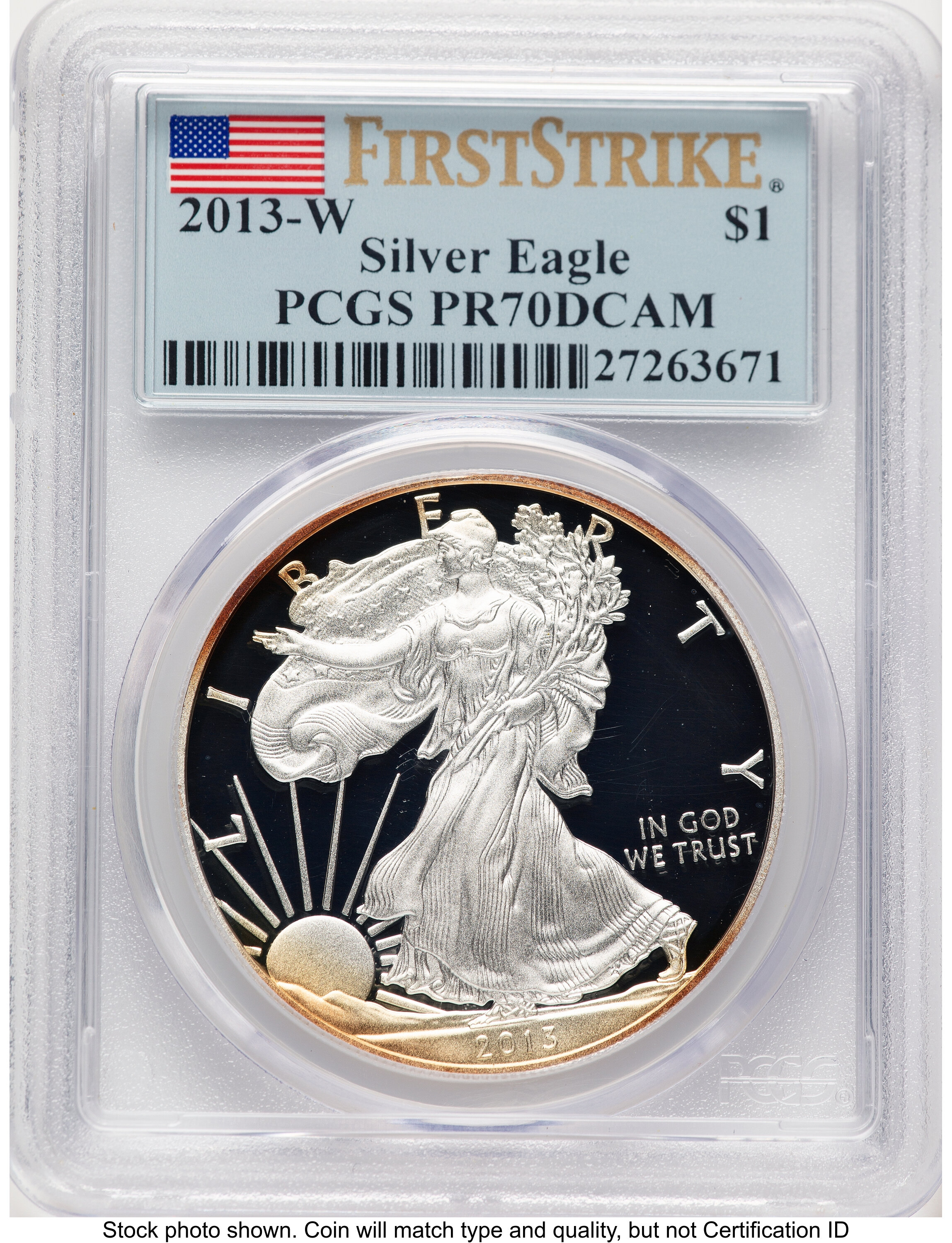 2013-W Proof Silver Eagle 1 oz FS Flag 70 PCGS
