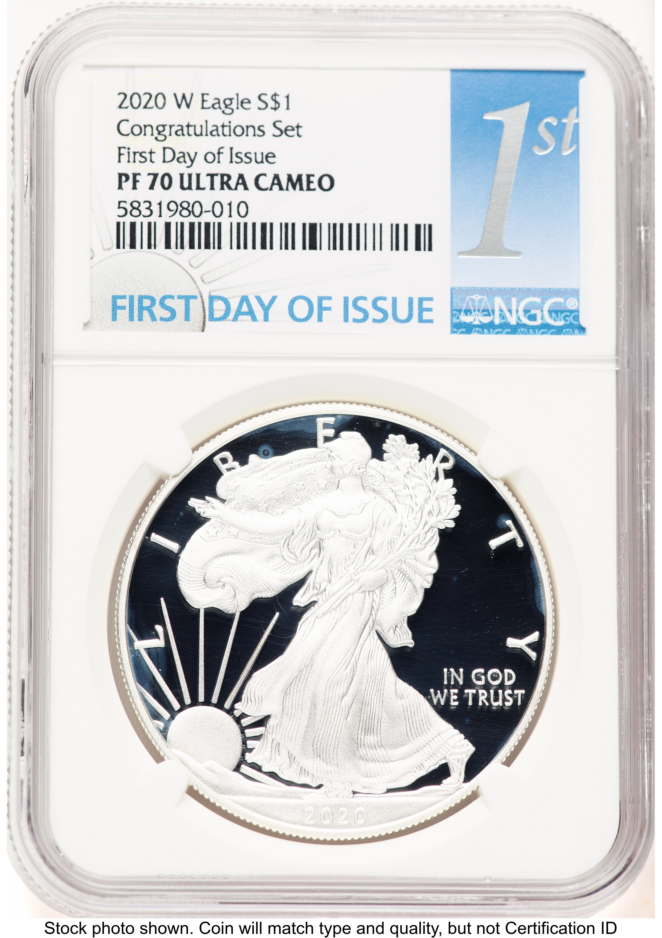2020-W Proof Silver Eagle Congratulations Set 1 oz FDI 1ST 70 NGC