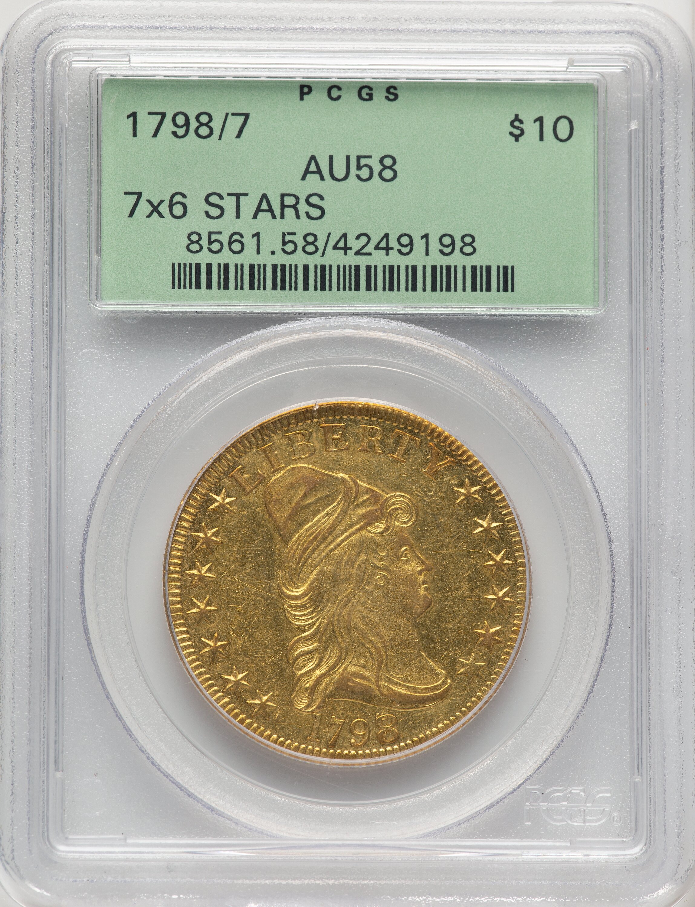 1798/7 $10 7x6 STARS 58 PCGS