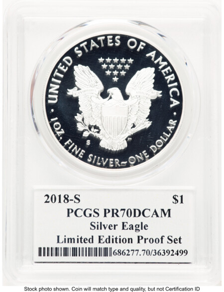 2018-S Proof Silver Eagle Limited Edition Proof Set 1 oz Premier Label 70 PCGS