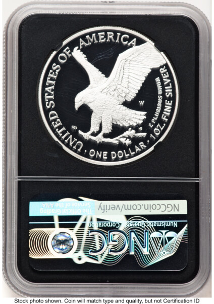 2021-W TY2 Proof Silver Eagle 1 oz FDI Elizabeth Jones Blk Core 70 NGC