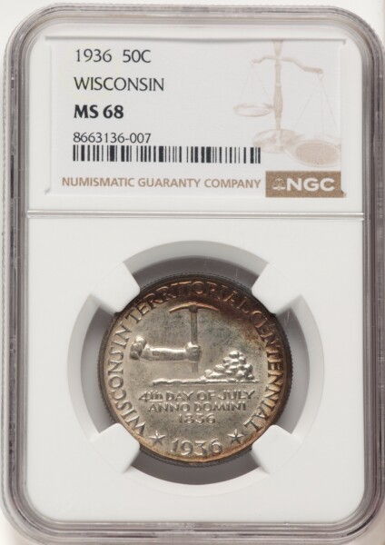1936 50C Wisconsin, MS 68 NGC