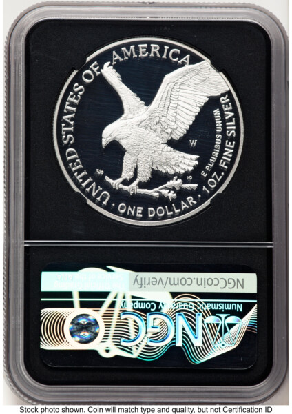 2023-W Proof Silver Eagle 1 oz FDI David Ryder Blk Core 70 NGC