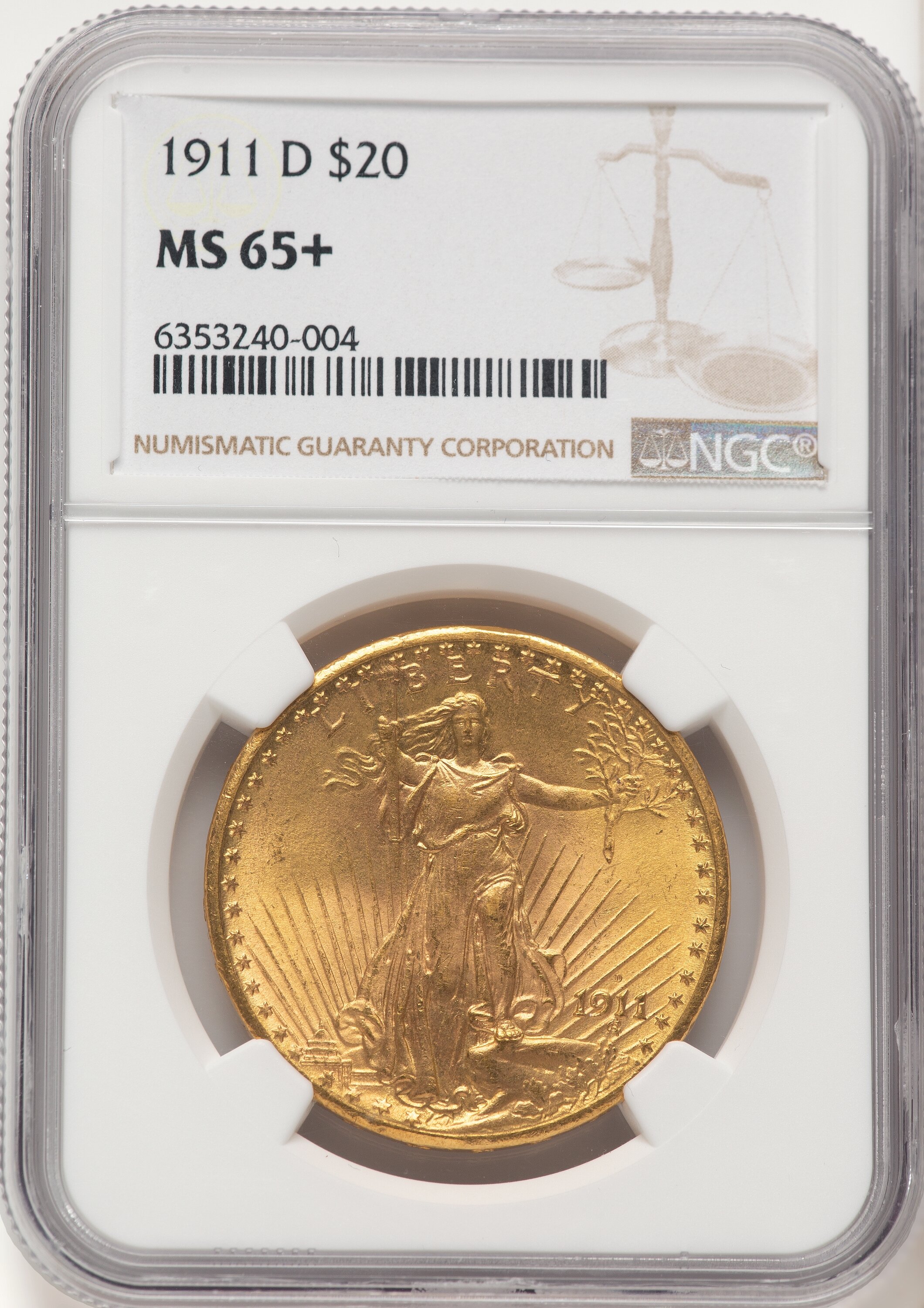 1911-D $20 NGC Plus Brown Label 65 NGC