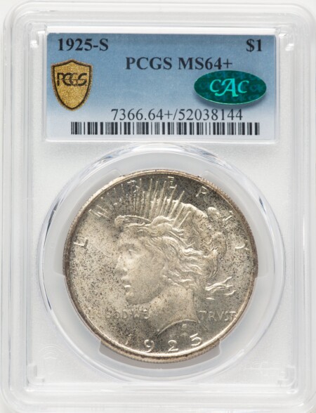 1925-S S$1 CAC PCGS Secure PCGS Plus 64 PCGS