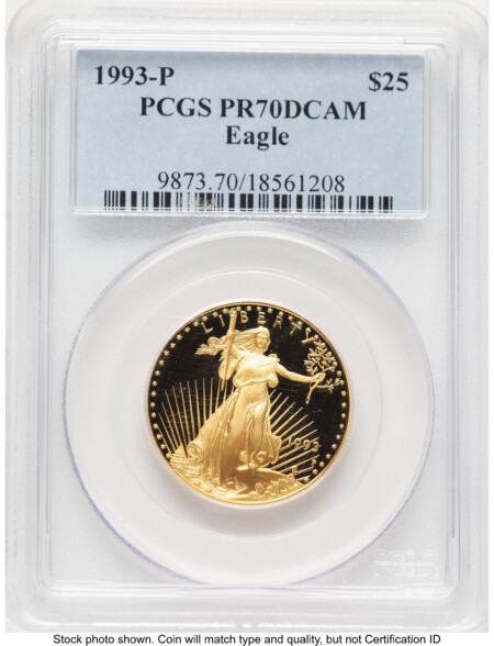 1993-P Proof Gold Eagle 1/2 oz Blue Label 70 PCGS