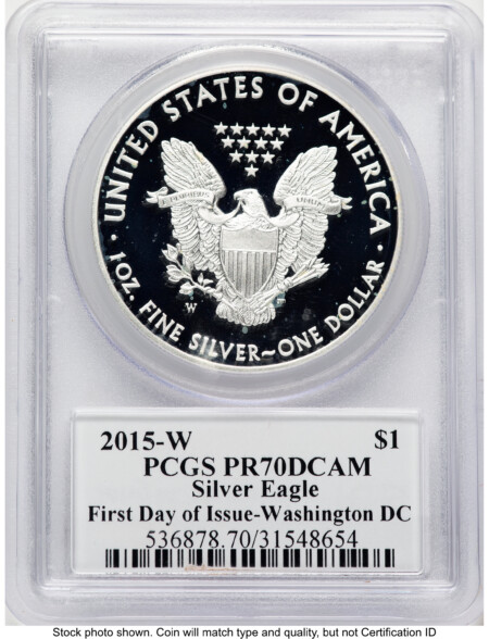 2015-W Proof Silver Eagle 1 oz FDI John Mercanti Washington 70 PCGS