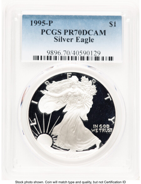 1995-P Proof Silver Eagle 1 oz Blue Gradient 70 PCGS