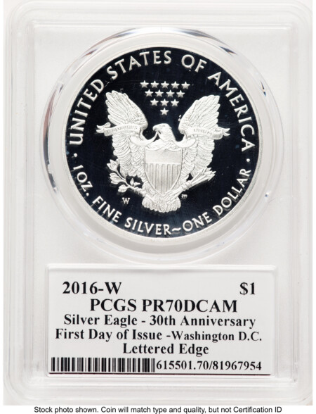 2016-W Proof Silver Eagle 1 oz FDI John Mercanti Washington 70 PCGS