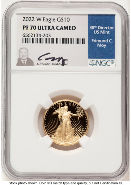 2022-W Proof Gold Eagle 1/4 oz Ed Moy 70 NGC