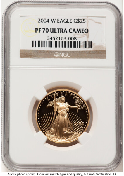 2004-W Proof Gold Eagle 1/2 oz Brown Label 70 NGC