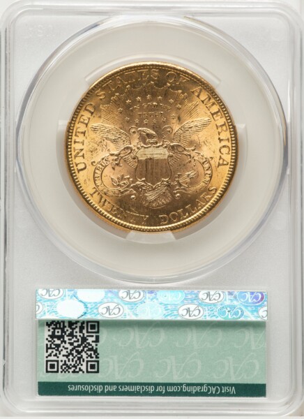 1896 $20 Repunched Date, FS-301 MS 62 CACG