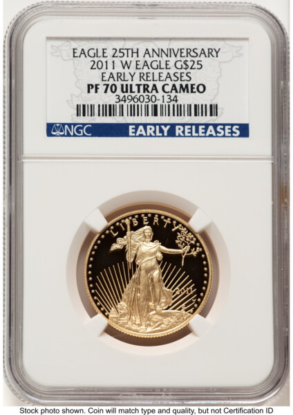 2011-W Proof Gold Eagle 1/2 oz ER Blue 70 NGC