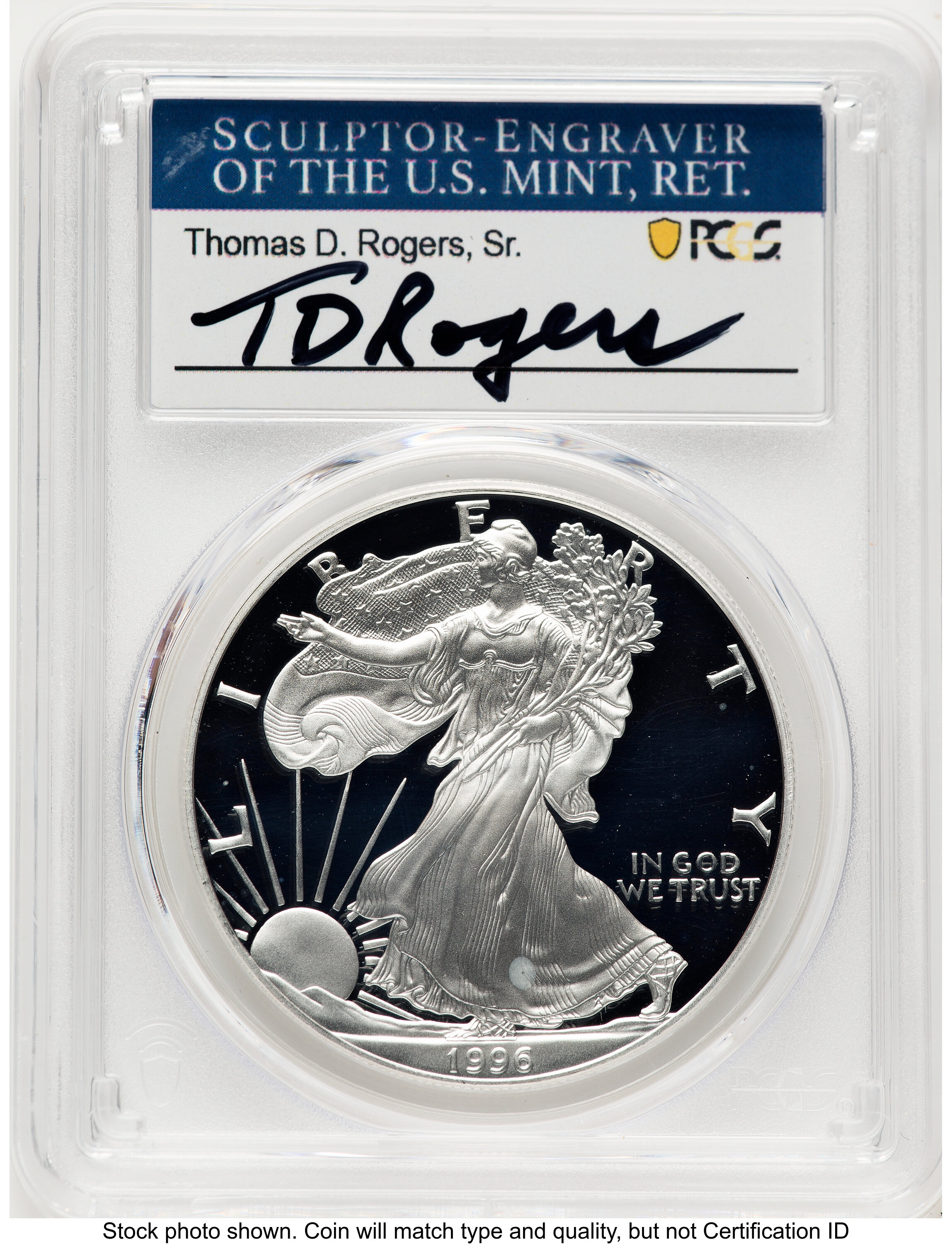 1996-P Proof Silver Eagle 1 oz TD Rogers 70 PCGS