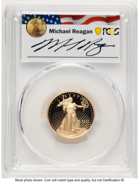 2021-W Type 2 Proof Gold Eagle 1/4 oz FDI Reagan Legacy Series Michael Reagan 70 PCGS