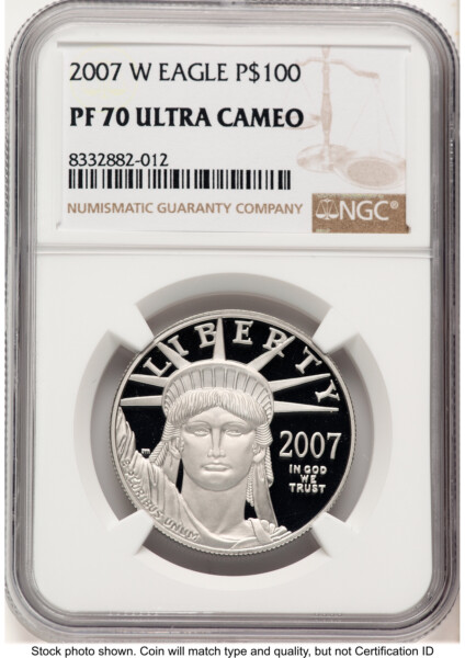 2007-W Proof Platinum Eagle 1 oz Brown Label 70 NGC
