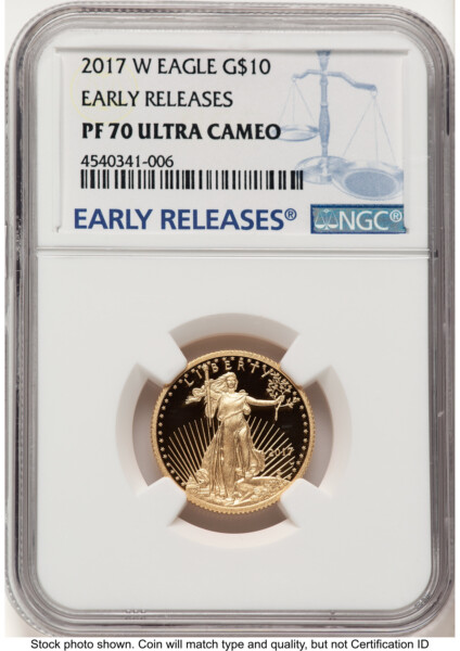 2017-W Proof Gold Eagle 1/4 oz ER Blue 70 NGC