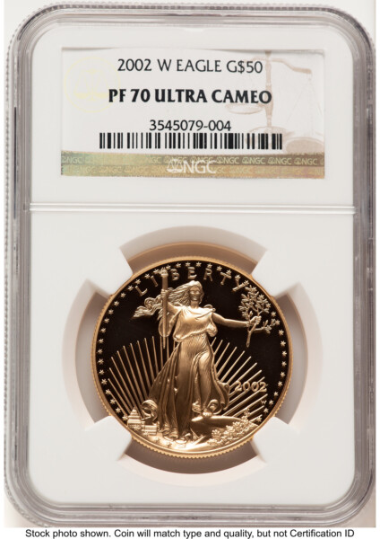 2002-W Proof Gold Eagle 1 oz Brown Label 70 NGC
