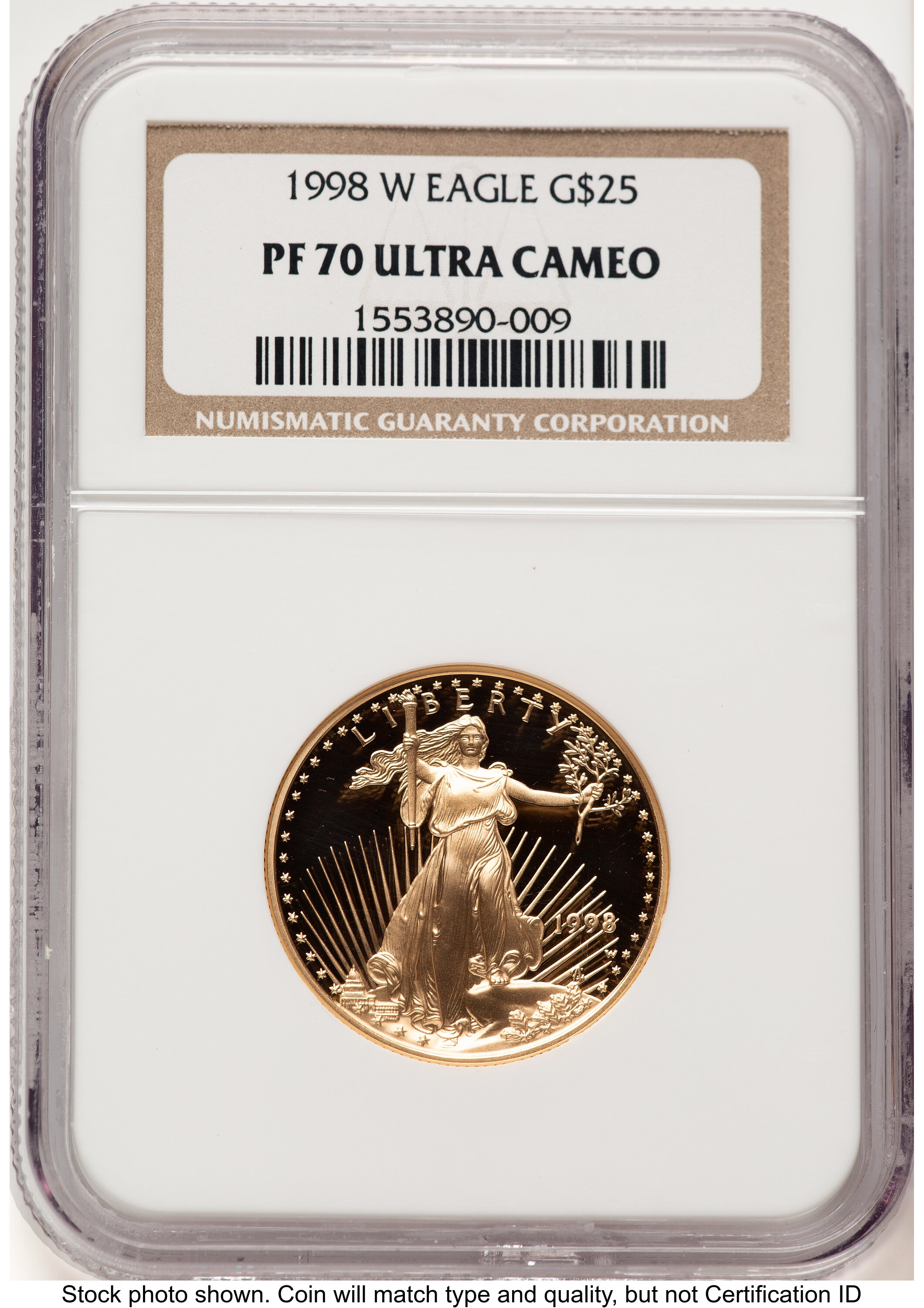 1998-W Proof Gold Eagle 1/2 oz Brown Label 70 NGC