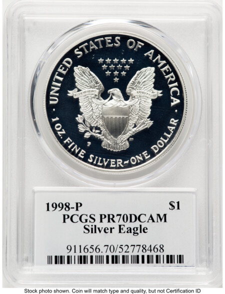 1998-P Proof Silver Eagle 1 oz TD Rogers 70 PCGS