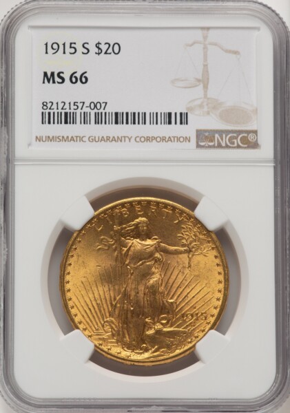 1915-S $20 Brown Label 66 NGC