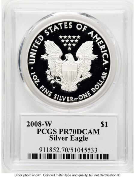 2008-W Proof Silver Eagle 1 oz TD Rogers 70 PCGS