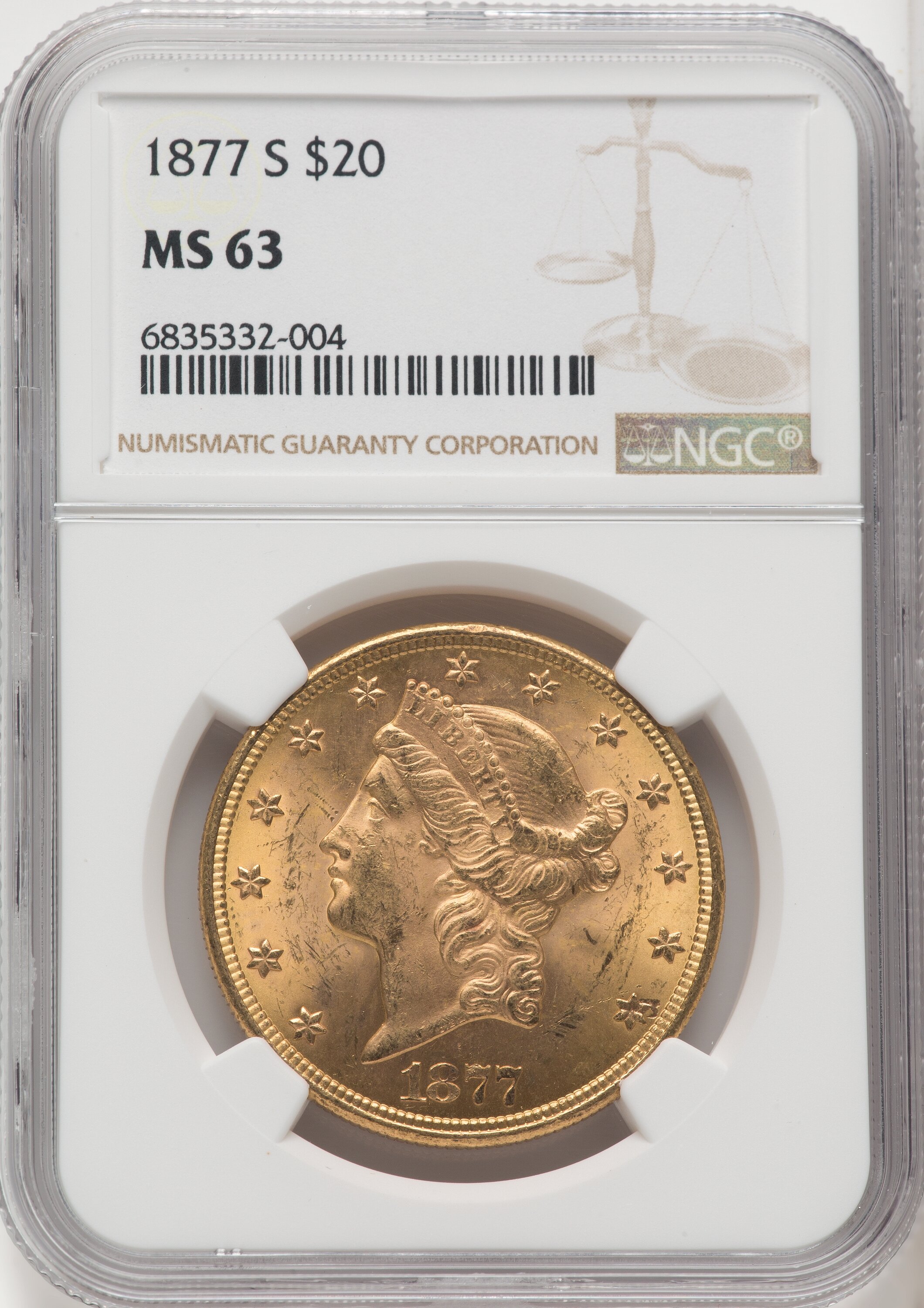 1877-S $20 63 NGC