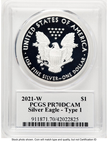 2021-W TY1 Proof Silver Eagle 1 oz TD Rogers 70 PCGS