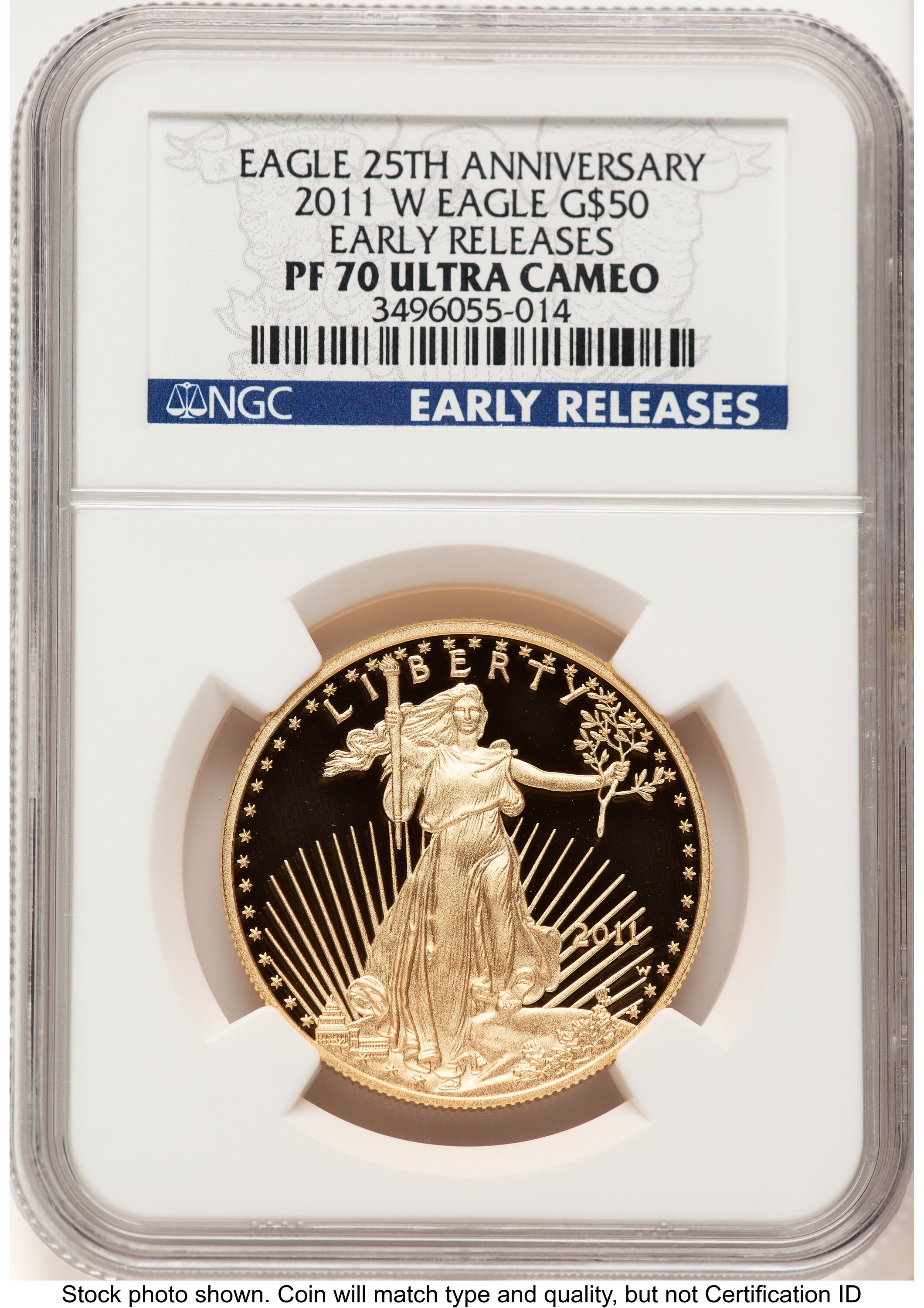 2011-W Proof Gold Eagle 1 oz ER Blue 70 NGC