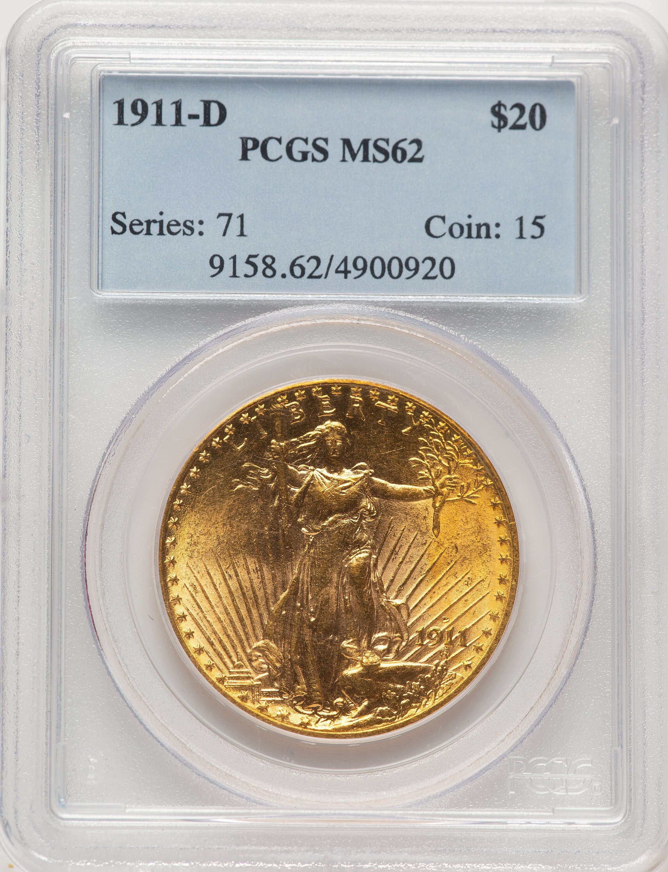 1911-D $20 62 PCGS