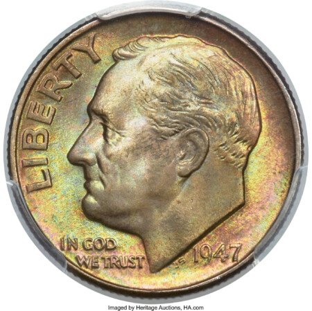 1947-D 10C, FB PCGS Secure 68 PCGS