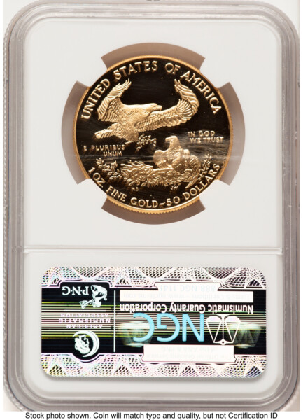 1992-W Proof Gold Eagle 1 oz Brown Label 70 NGC