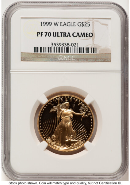 1999-W Proof Gold Eagle 1/2 oz Brown Label 70 NGC