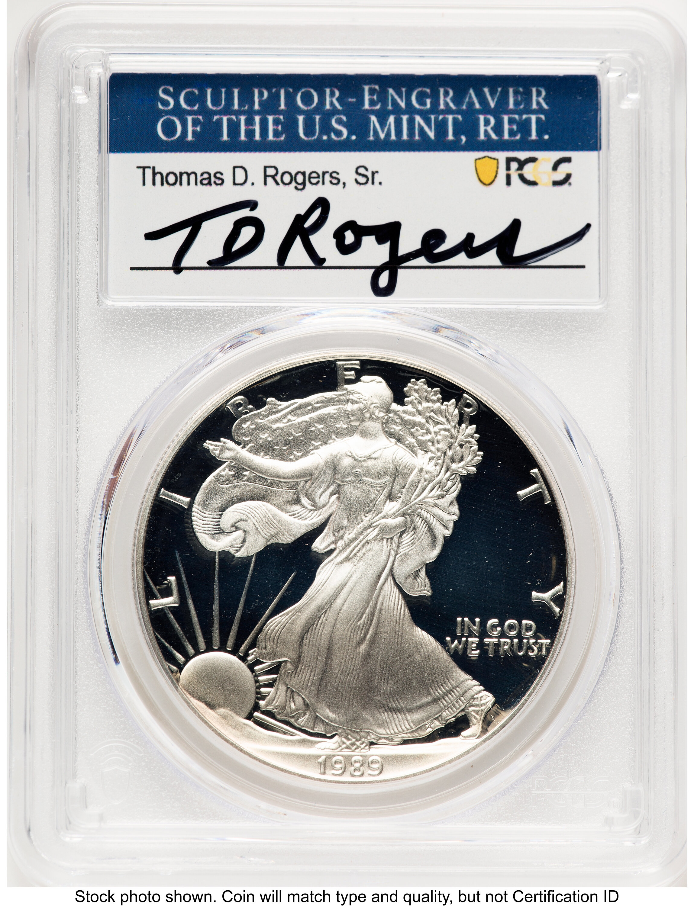 1989-S Proof Silver Eagle 1 oz TD Rogers 70 PCGS