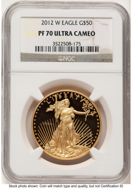 2012-W Proof Gold Eagle 1 oz Brown Label 70 NGC