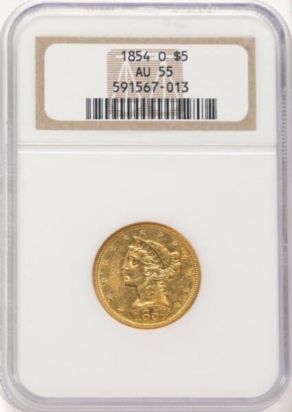 1854-O $5 55 NGC