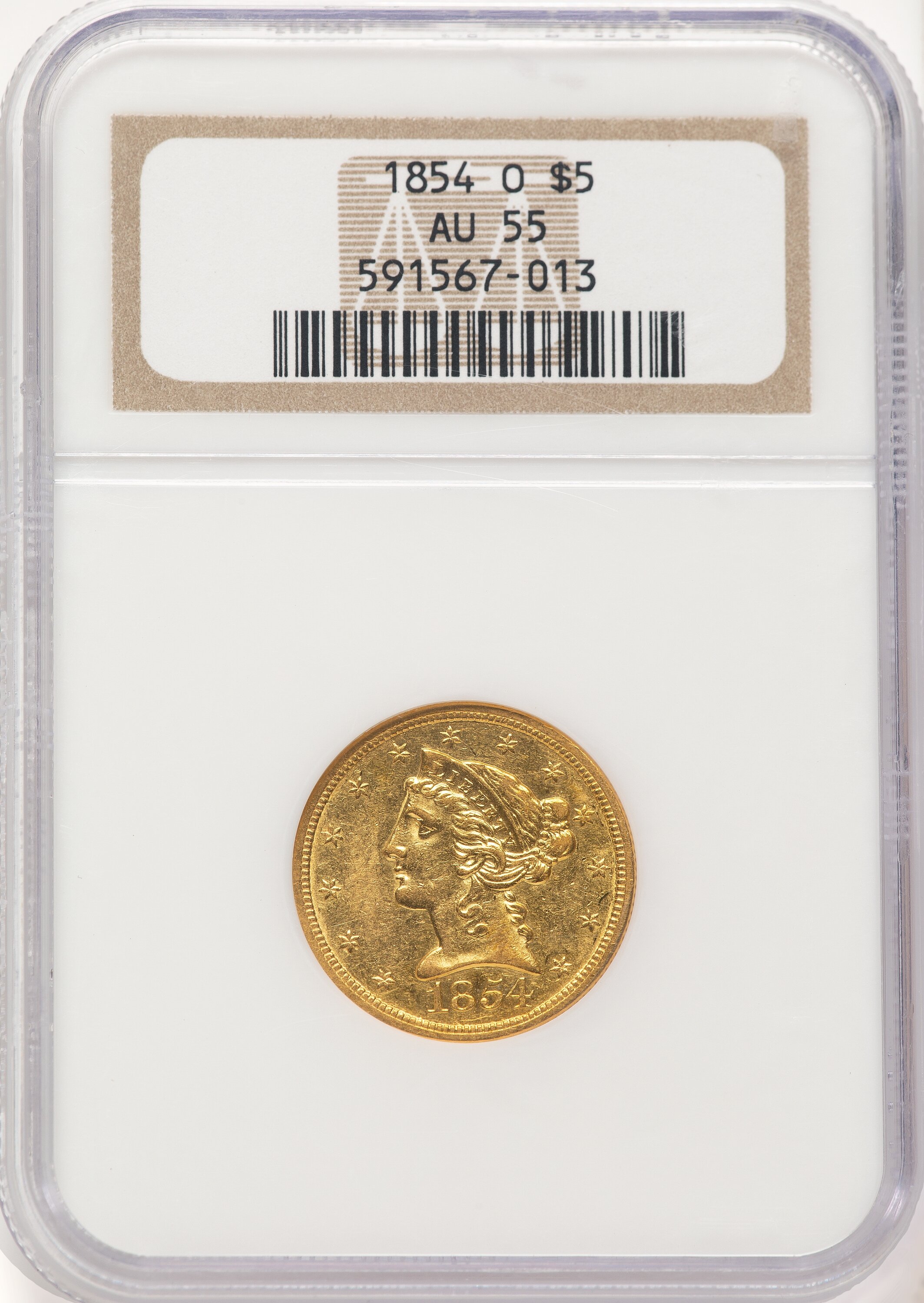 1854-O $5 55 NGC