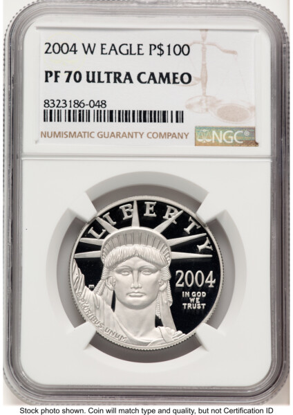 2004-W Proof Platinum Eagle 1 oz Brown Label 70 NGC