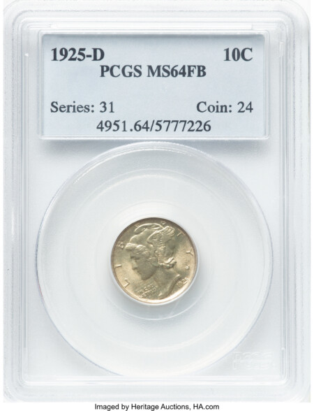 1925-D 10C, FB 64 PCGS