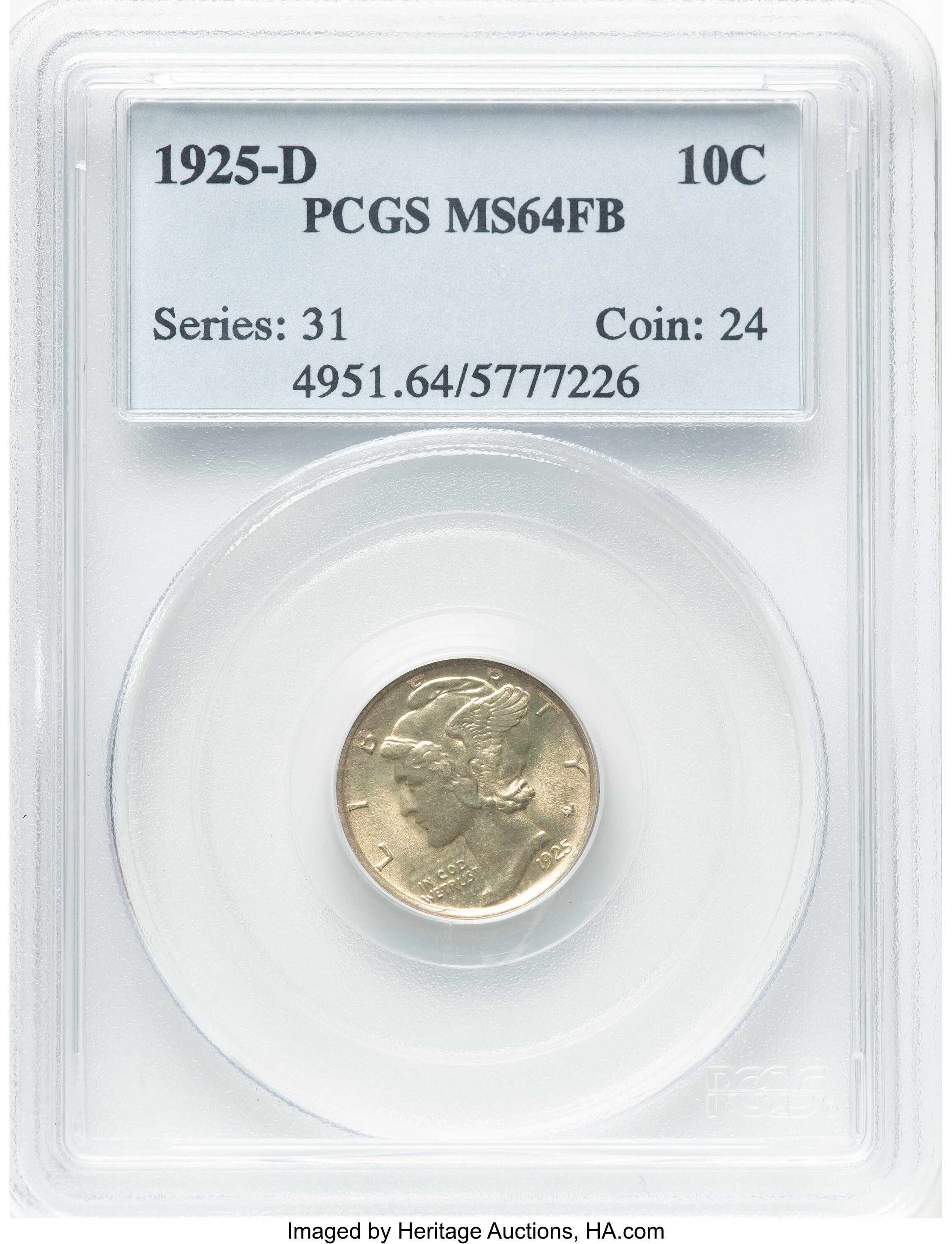 1925-D 10C, FB 64 PCGS