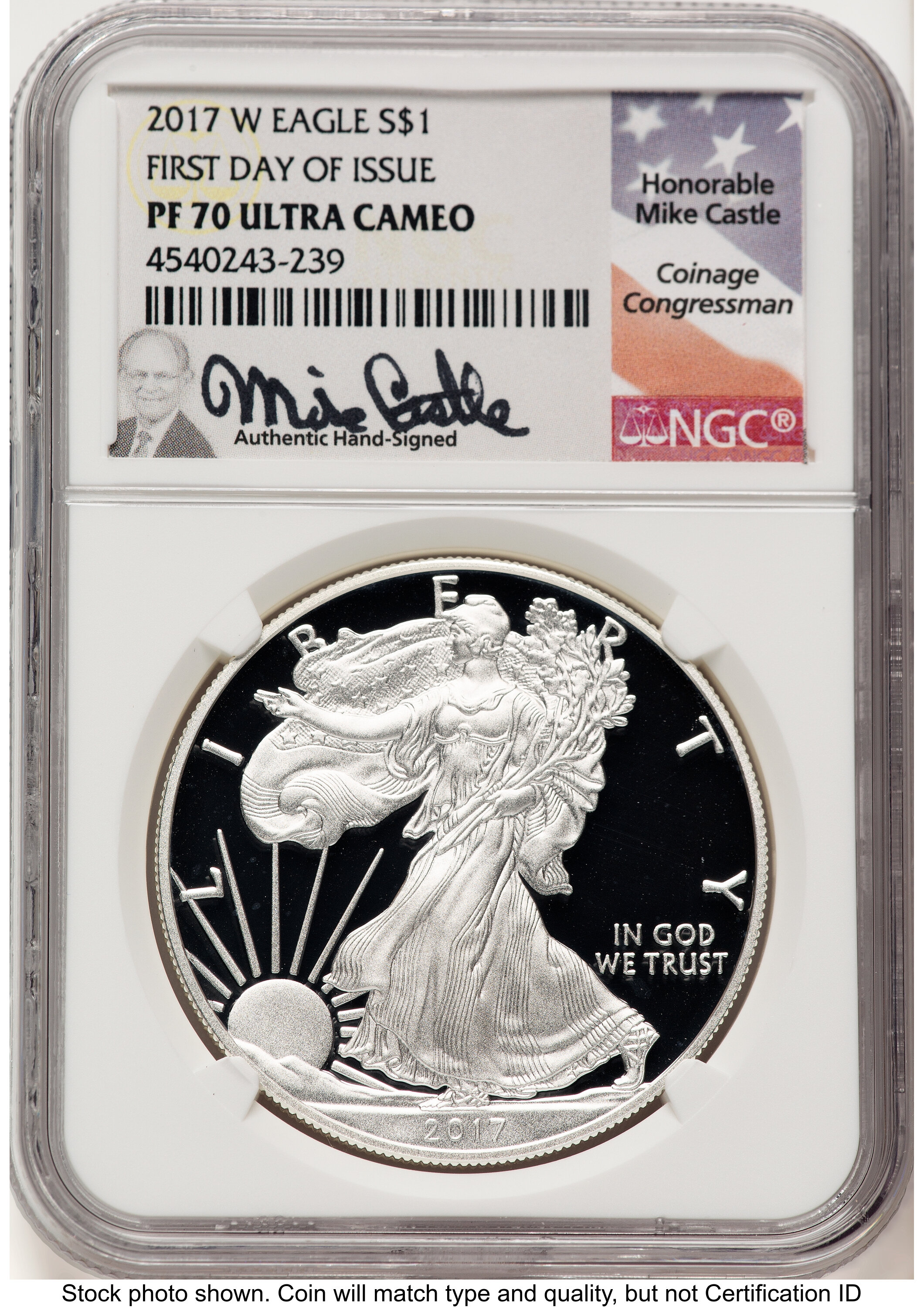 2017-W Proof Silver Eagle 1 oz FDI Mike Castle 70 NGC