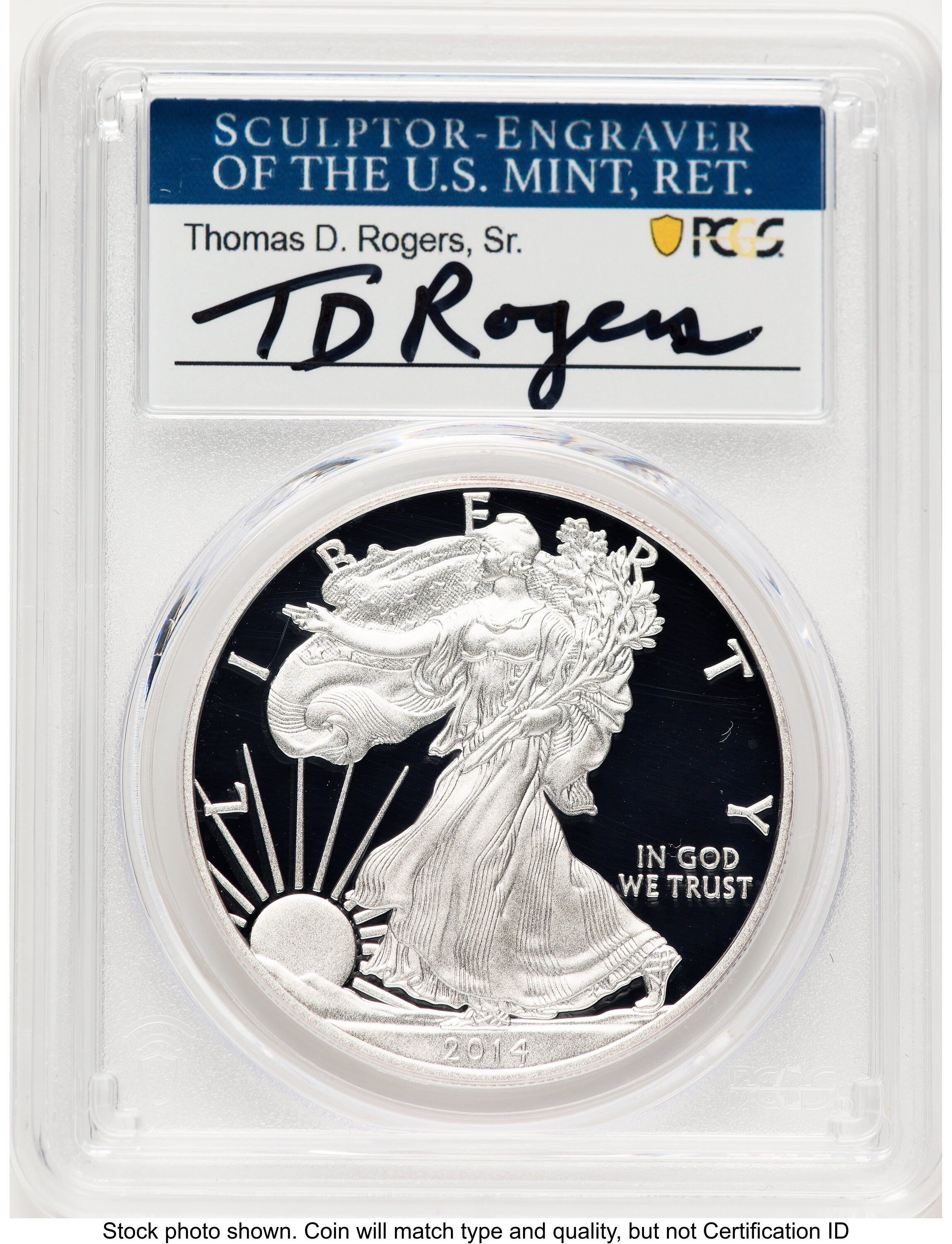 2014-W Proof Silver Eagle 1 oz TD Rogers 70 PCGS
