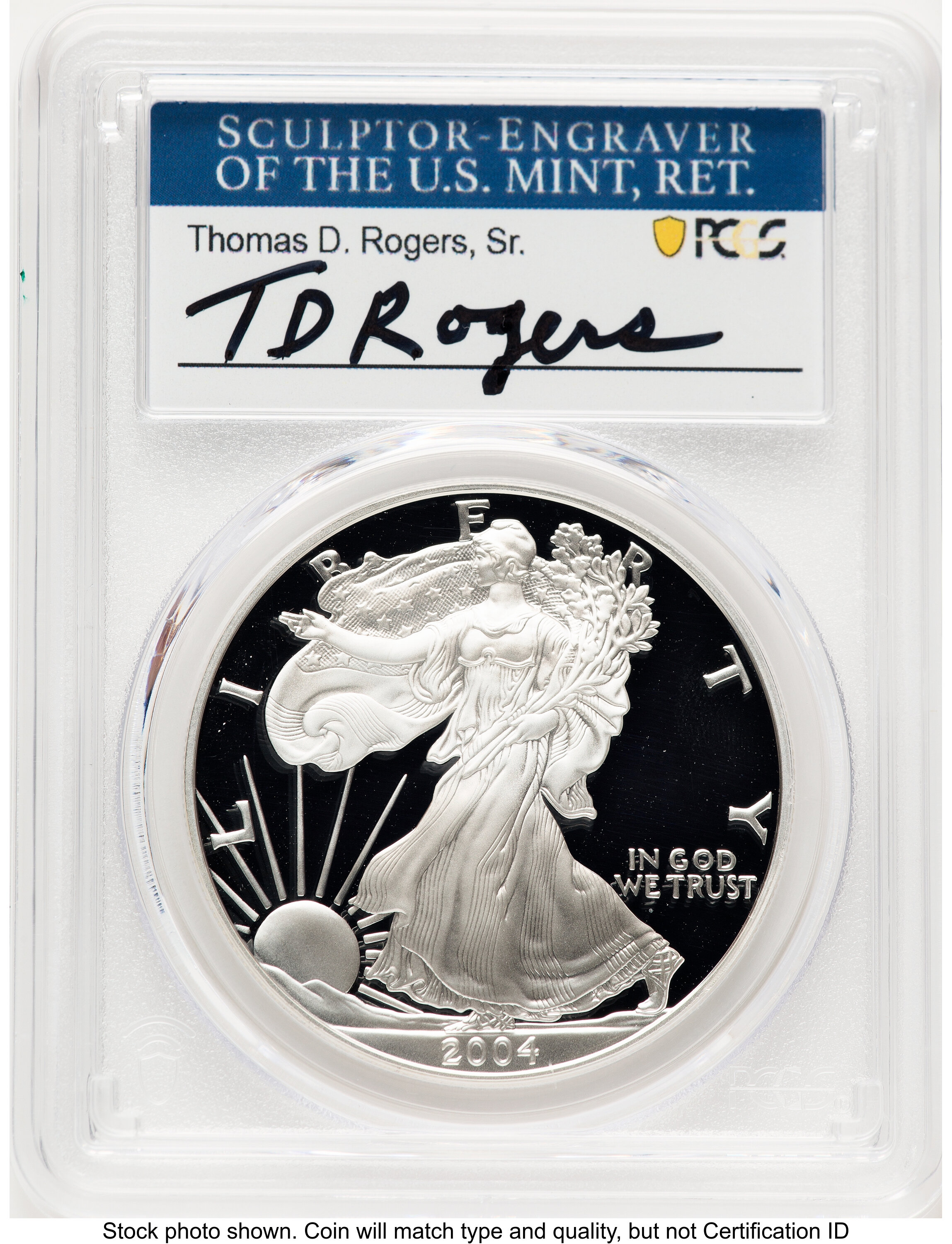 2004-W Proof Silver Eagle 1 oz TD Rogers 70 PCGS