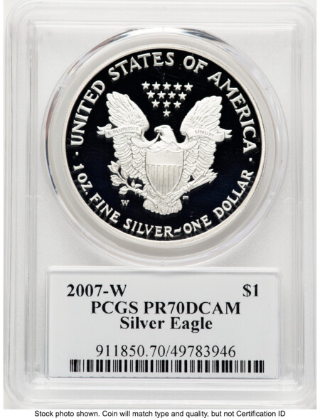 2007-W Proof Silver Eagle 1 oz TD Rogers 70 PCGS