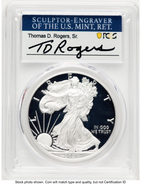 2021-W TY1 Proof Silver Eagle 1 oz TD Rogers 70 PCGS