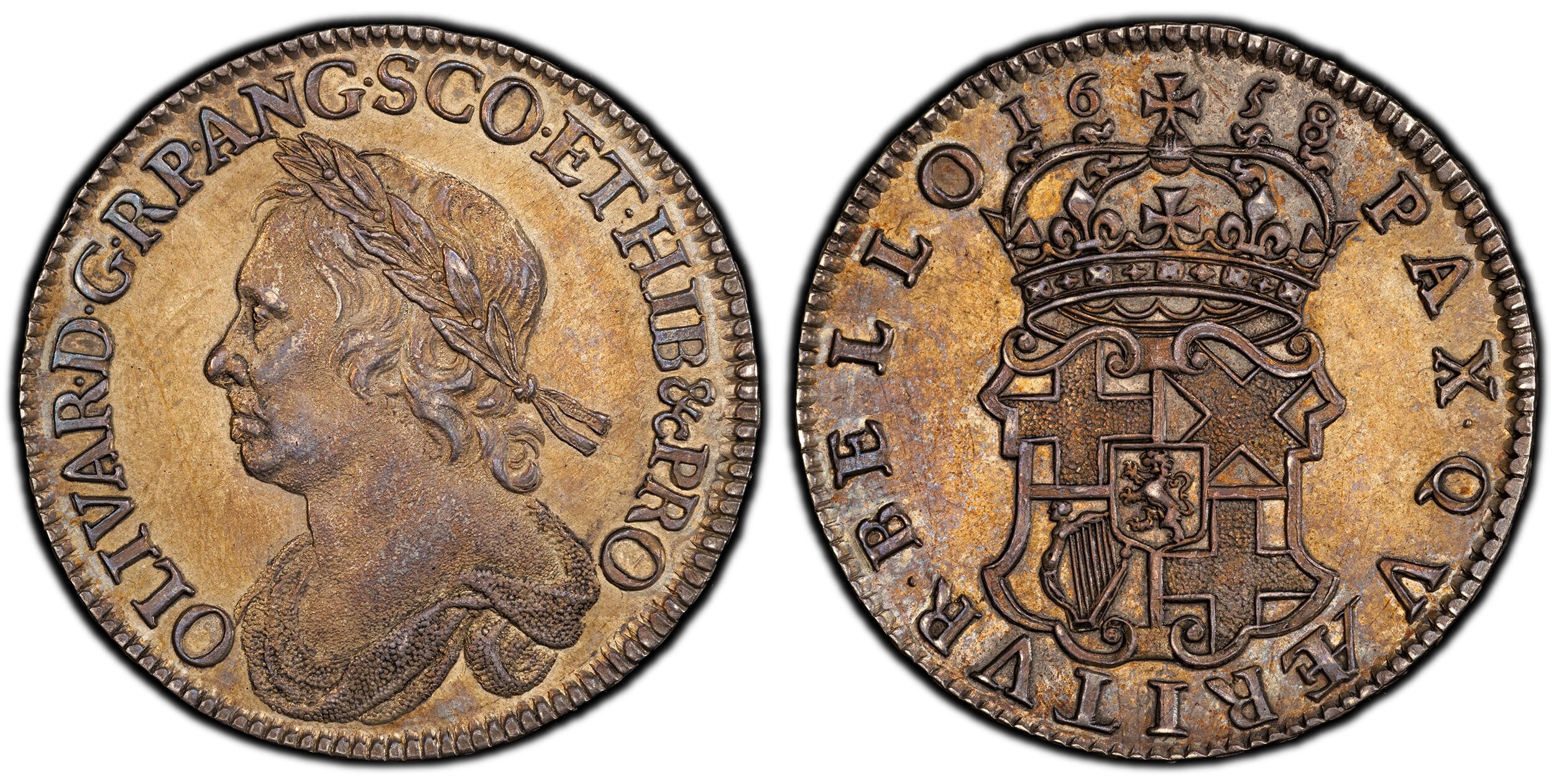 London mint. Draped, laureate bust, left, "HIB" in legend / Crowned shield divides date above in legend. KM-B207; SCBC-3227a; ESC-252. 55 PCGS