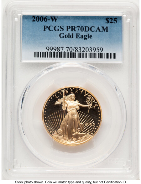 2006-W Proof Gold Eagle 1/2 oz Blue Gradient 70 PCGS